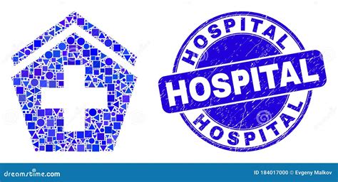 Blue Distress Hospital Stamp Seal and Hospital Mosaic Stock Vector ...