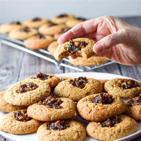 Date Nut Cookies - Decadent Thumbprint Filled - Dishes Delish