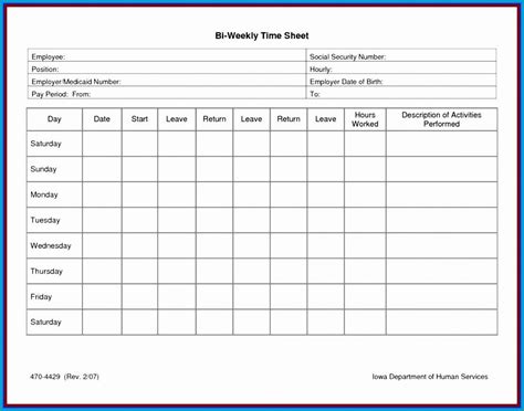 Timesheet Template For Multiple Projects