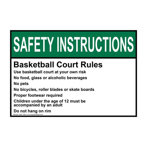 ANSI Basketball Court Rules Use Basketball Court Sign ASIE-17661