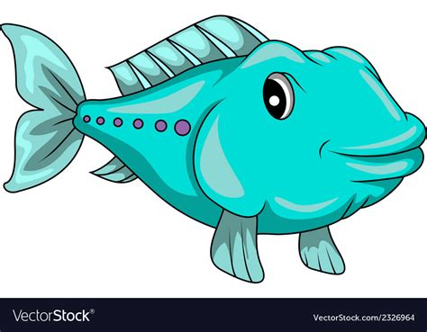 Cute blue fish cartoon Royalty Free Vector Image