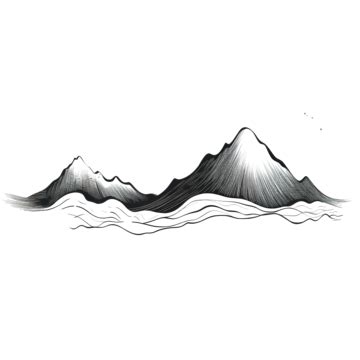 Nature Mountain Line Art, Mountain Drawing, Nature Drawing, Nature PNG Transparent Image and ...