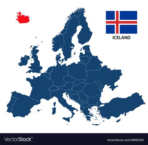 Map of europe with highlighted iceland Royalty Free Vector