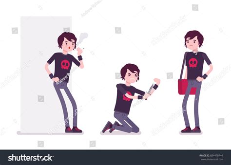 Emo Boy True Subculture Look Skinny Stock Vector (Royalty Free) 654478444 | Shutterstock