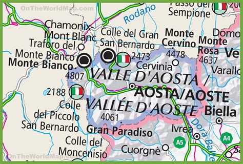 Large detailed Aosta Valley map - Ontheworldmap.com