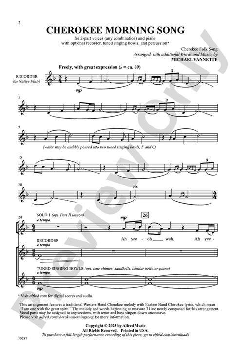 Cherokee Morning Song: 2-Part (Any Combination) Choral Octavo - Digital Sheet Music Download