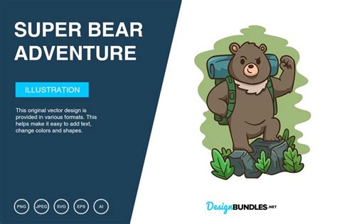 Super Bear Adventure Vector Illustration