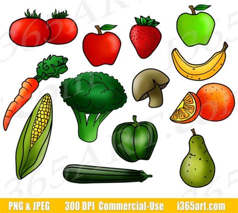 Buy 3 Get 1 Free Fruits and Vegetables Clipart, Fruit Clip Art, Vegetable Clip Art, Digital ...