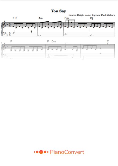 You Say - Easy Piano Sheet Music in PDF - La Touche Musicale