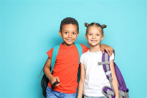 Little School Children with Backpacks Stock Photo - Image of classmates ...