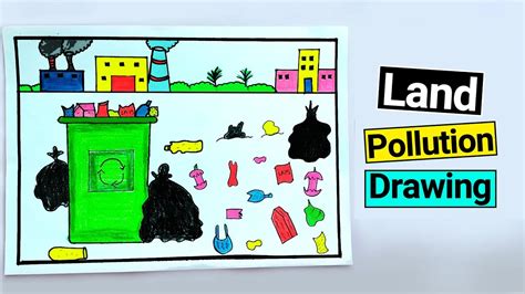 How to draw Land Pollution Drawing || Soil Pollution Drawing || Step by Step with explanation ...