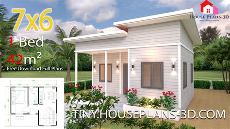 Tiny House Plans 7x6 with One Bedroom Shed Roof - Tiny House Plans