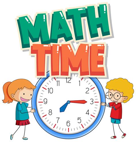 Sticker design for math time with kids and big clock 1211798 Vector Art at Vecteezy