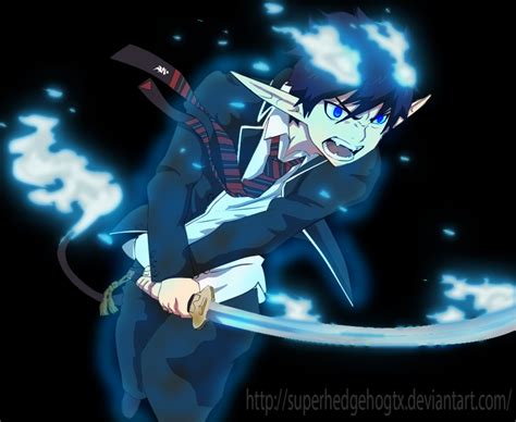 Okumura Rin blue flames by SuperhedgehogTX on DeviantArt