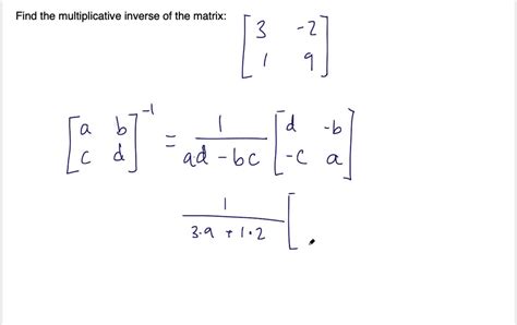 SOLVED:Find the multiplicative inverse of each matrix, if it exists [ 3 ...