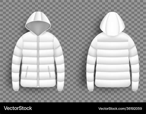 White puffer jacket mockup set isolated Royalty Free Vector