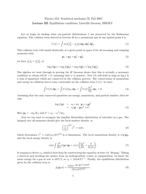 Statistical Mechanics Lecture Notes (2006), L3 | PDF | Hamiltonian Mechanics | Momentum