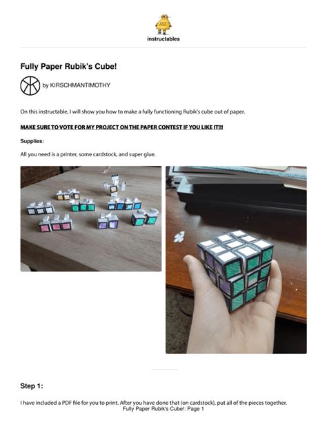 Fully-Paper-Rubiks-Cube