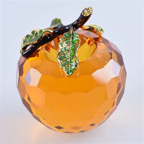 Hot sale in Russian amber crystal apple paperweight decoration crystal fruit 60mm decoration ...