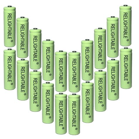 20 AA Rechargeable Batteries Green NiCd 600mAh 1.2v Garden Solar Ni-Cd ...