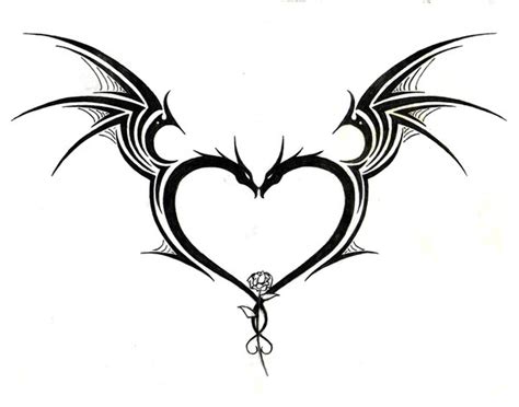 simple dragon heart tattoo - Clip Art Library