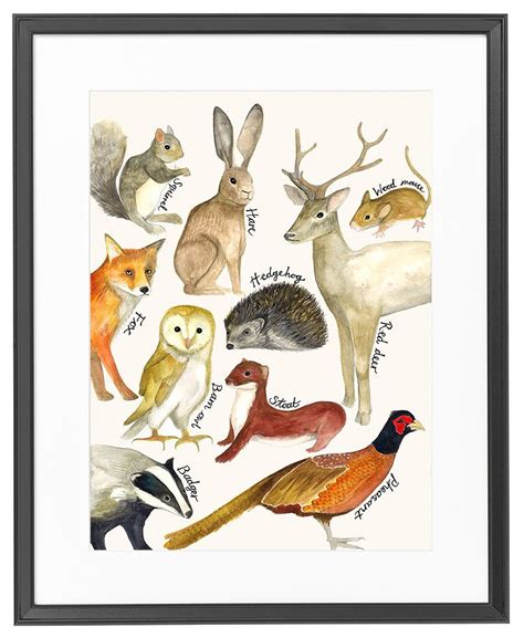 Woodland Painting, British Animals, Countryside Painting, Nursery Print ...