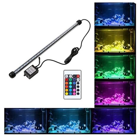 LED Aquarium Light Fish Tank Light Color Changing Submersible Underwater Crystal Glass LEDs ...