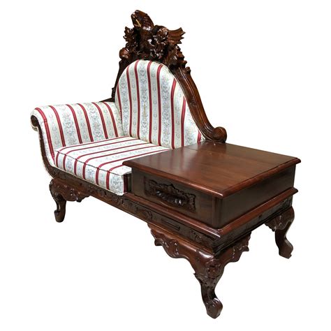 Vintage Reproduction Regency Victorian Carved Mahogany Eagle Gossip Sofa Bench - Scranton Antiques