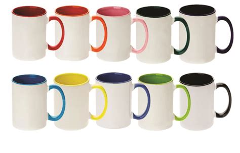 Add your own image and background Dye sublimation 15 oz coffee mug with color inside and on ...