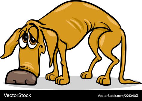 Sad homeless dog cartoon Royalty Free Vector Image