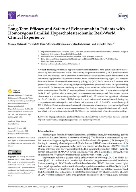 (PDF) Long-Term Efficacy and Safety of Evinacumab in Patients with ...