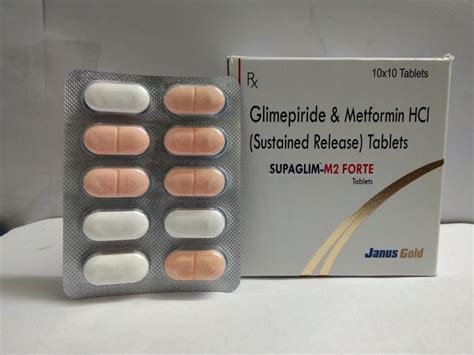 Glimepiride 2 mg Metformin 1000 mg, Packaging Size: 10x10, Rs 10 /unit | ID: 21583937355