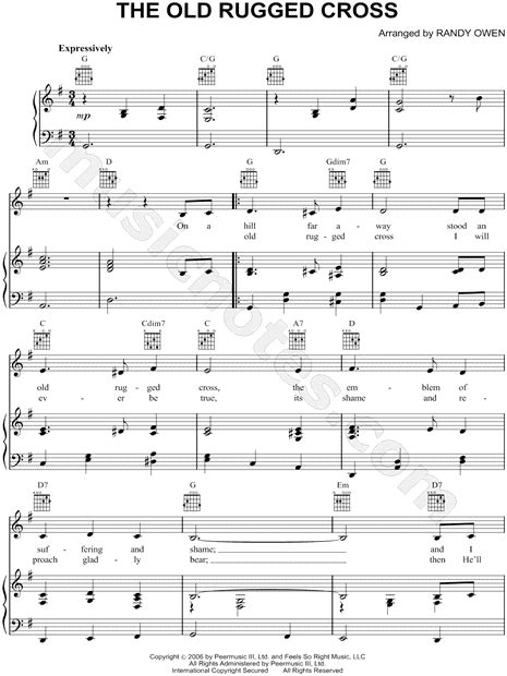 Alabama "The Old Rugged Cross" Sheet Music in G Major (transposable) - Download & Print - SKU ...