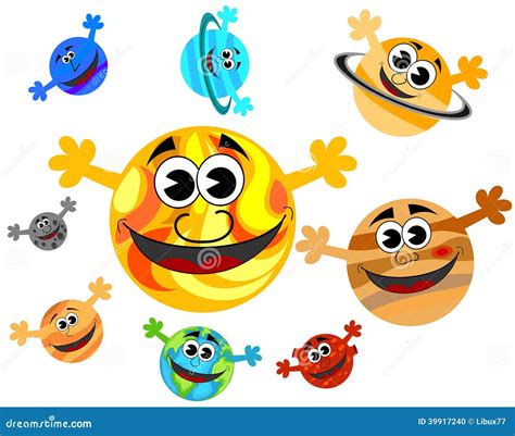 Solar System Cartoon Planets Smiling Stock Vector - Image: 39917240