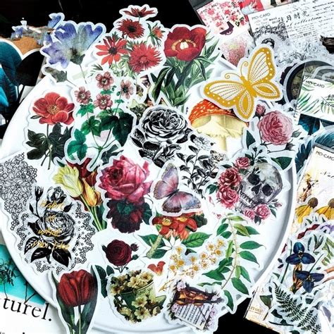 "Beautiful Flowers" 60pcs Lot Scrapbooking Stickers Card Making DIY ...