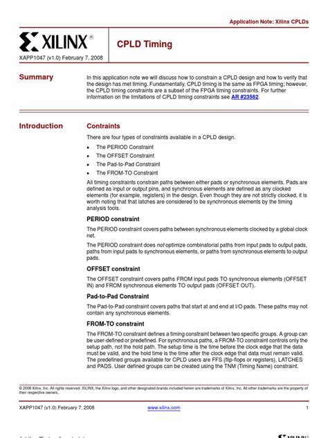 CPLD Timing: Contraints | PDF | Field Programmable Gate Array | Program ...