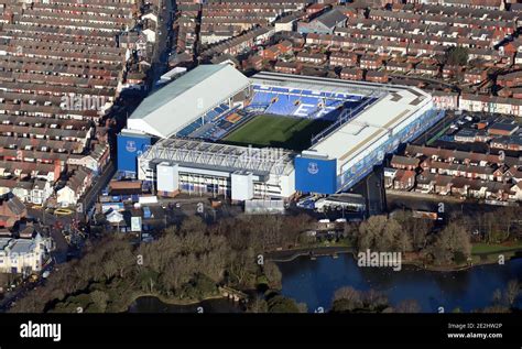 aerial view of Everton FC Goodsion Park stadium football ground in ...