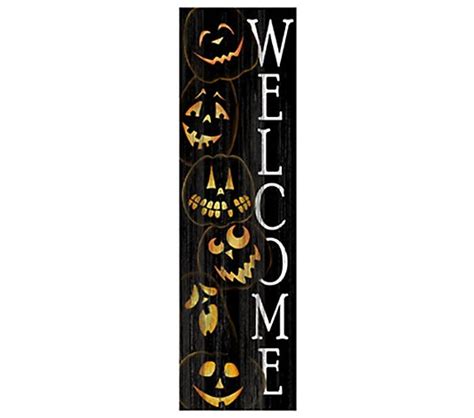 Youngs 36" Halloween Welcome Sign with Scary Pumpkins - QVC.com