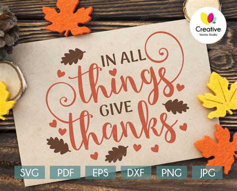 In All Things Give Thanks SVG, Thanksgiving SVG | Creative Vector Studio