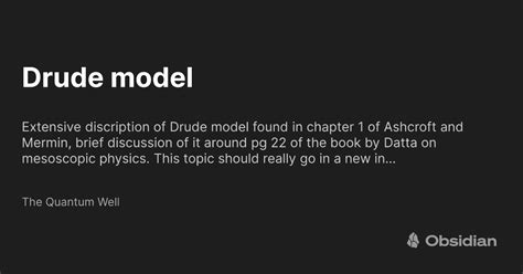 Drude model - The Quantum Well - Obsidian Publish