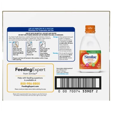 Similac Sensitive® Ready to Feed Milk-Based Liquid Infant Formula, 6 ...