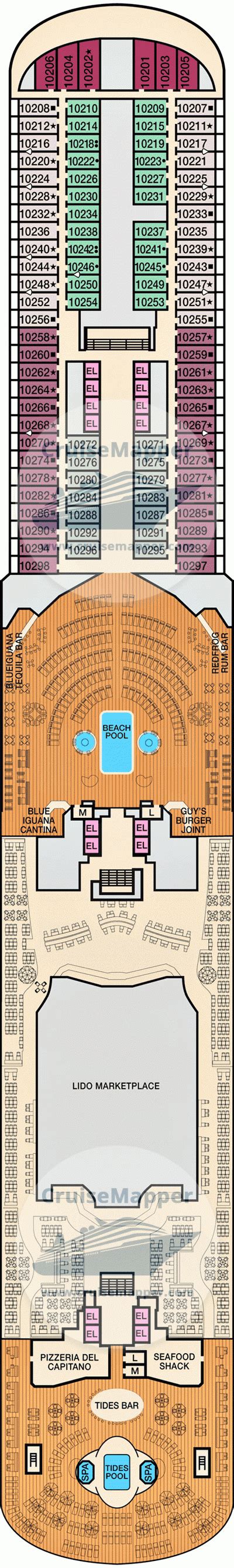 Carnival Vista deck 10 plan | CruiseMapper