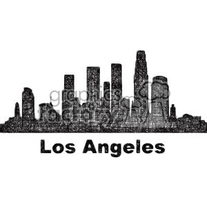 black and white city skyline vector clipart USA Los Angeles ...