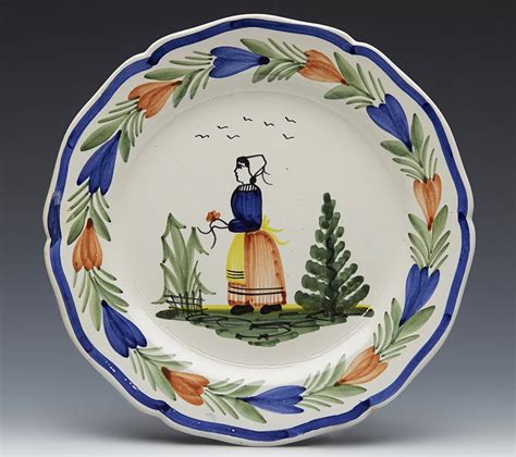 VINTAGE HENRIOT QUIMPER FAIENCE BRETON LADY PLATE 20TH C. | eBay