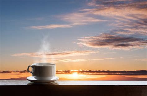 Morning Hot Coffee in Sunrise Stock Image - Image of beverage, season ...