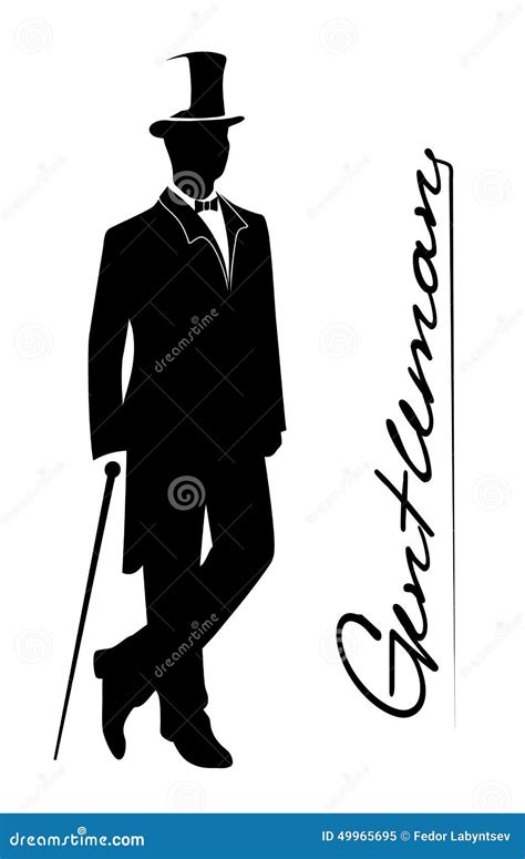 Silhouette of a Gentleman in a Tuxedo Stock Vector - Illustration of element, engraving: 49965695