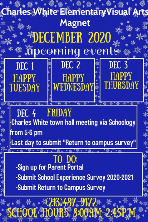 Events Calendar – Our School – Charles White Elementary School