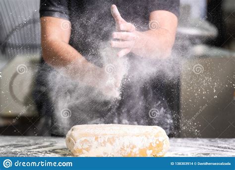 Pastry Chef Clapping His Hands with Flour while Making Dough Stock Photo - Image of cuisine ...