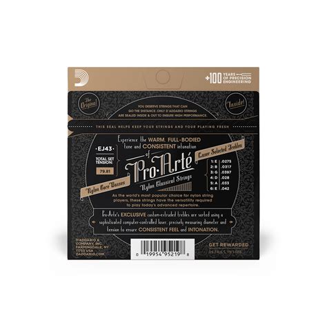 Light Tension, Pro-Arté Nylon Classical Guitar Strings, Tie-End | EJ43 ...