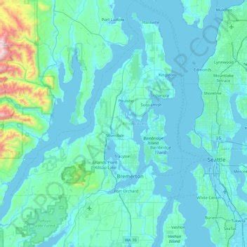 Kitsap County topographic map, elevation, terrain